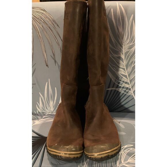 Sorel Slimboot Leather Suede Western Waterproof Tall Riding Boots sz 9.5 - Picture 2 of 11